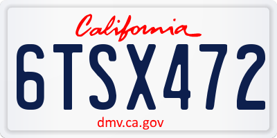 CA license plate 6TSX472