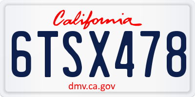 CA license plate 6TSX478