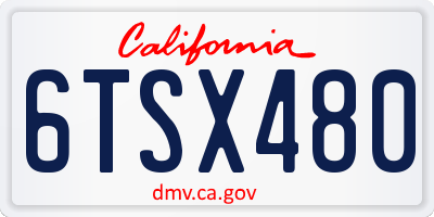 CA license plate 6TSX480