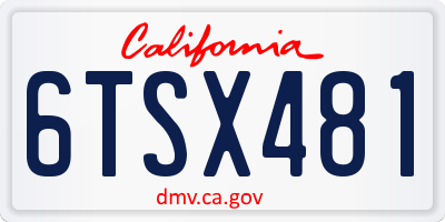 CA license plate 6TSX481