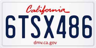 CA license plate 6TSX486