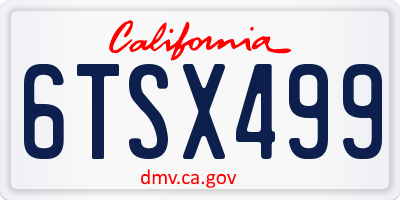 CA license plate 6TSX499