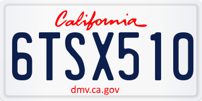 CA license plate 6TSX510