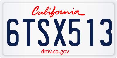 CA license plate 6TSX513
