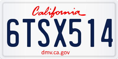 CA license plate 6TSX514