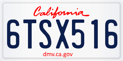 CA license plate 6TSX516