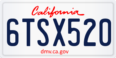 CA license plate 6TSX520