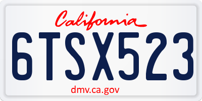 CA license plate 6TSX523