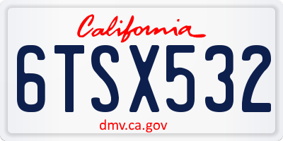 CA license plate 6TSX532