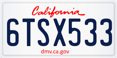 CA license plate 6TSX533