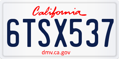 CA license plate 6TSX537