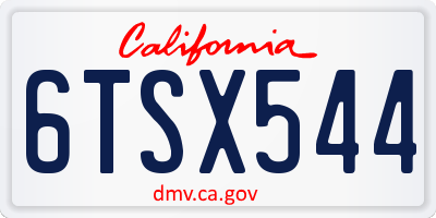 CA license plate 6TSX544