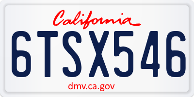 CA license plate 6TSX546