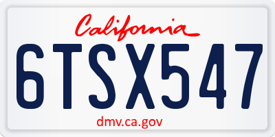 CA license plate 6TSX547