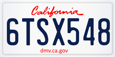 CA license plate 6TSX548