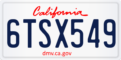 CA license plate 6TSX549