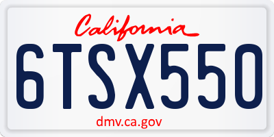 CA license plate 6TSX550