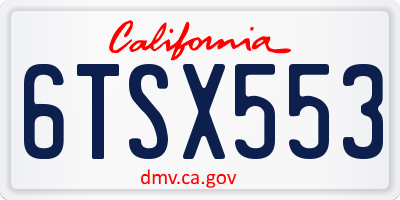CA license plate 6TSX553