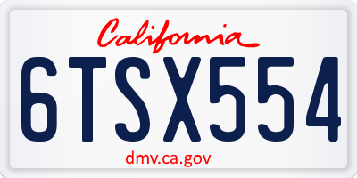 CA license plate 6TSX554