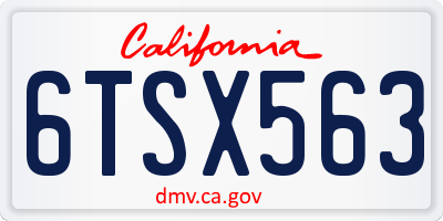 CA license plate 6TSX563
