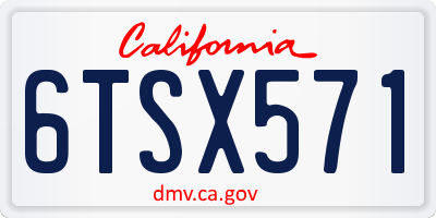 CA license plate 6TSX571