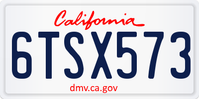 CA license plate 6TSX573