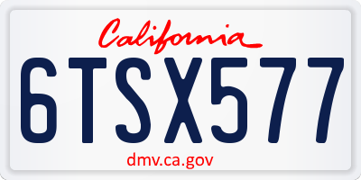 CA license plate 6TSX577