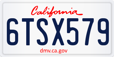 CA license plate 6TSX579