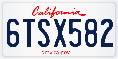 CA license plate 6TSX582