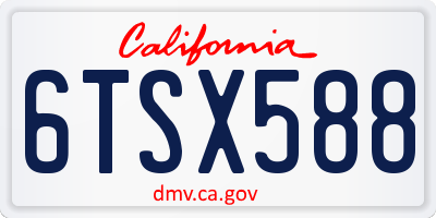 CA license plate 6TSX588