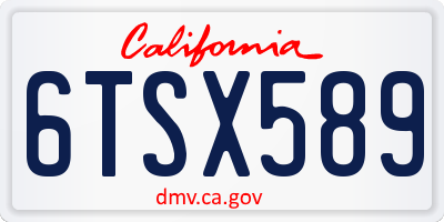 CA license plate 6TSX589