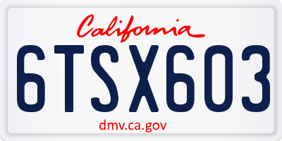 CA license plate 6TSX603