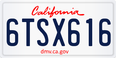 CA license plate 6TSX616