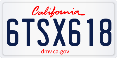 CA license plate 6TSX618