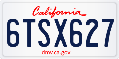 CA license plate 6TSX627