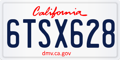 CA license plate 6TSX628