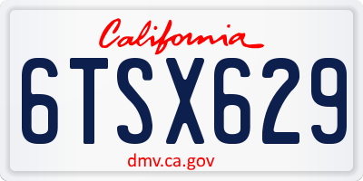 CA license plate 6TSX629