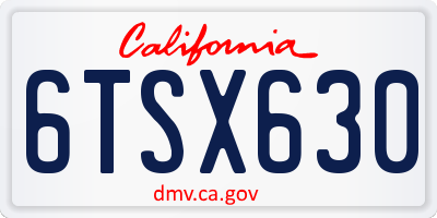 CA license plate 6TSX630