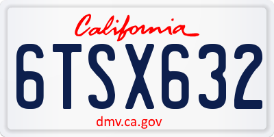 CA license plate 6TSX632