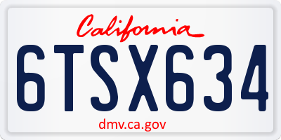 CA license plate 6TSX634
