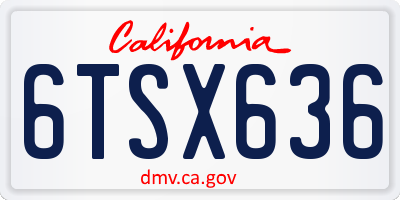 CA license plate 6TSX636