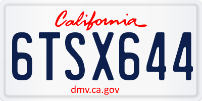 CA license plate 6TSX644