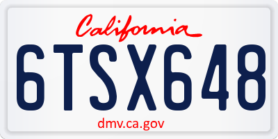 CA license plate 6TSX648