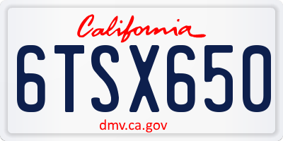 CA license plate 6TSX650