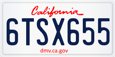CA license plate 6TSX655