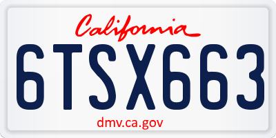 CA license plate 6TSX663