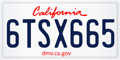 CA license plate 6TSX665