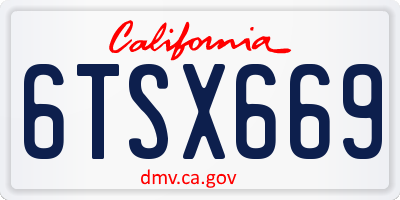 CA license plate 6TSX669