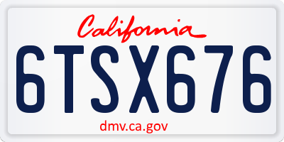 CA license plate 6TSX676