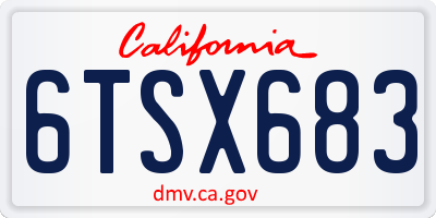 CA license plate 6TSX683